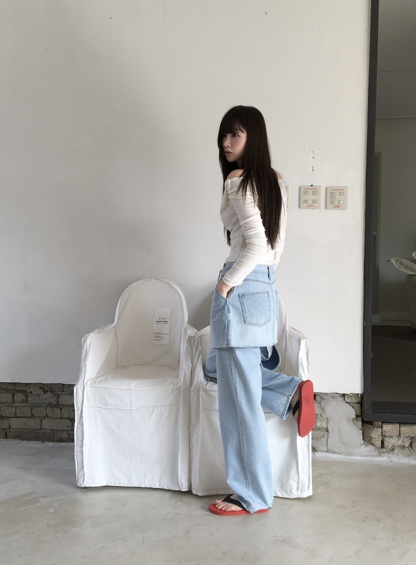 LEGACY韓國東大門直郵女士新品26春夏休閑時尚牛仔褲疊穿LEGACY牛仔褲