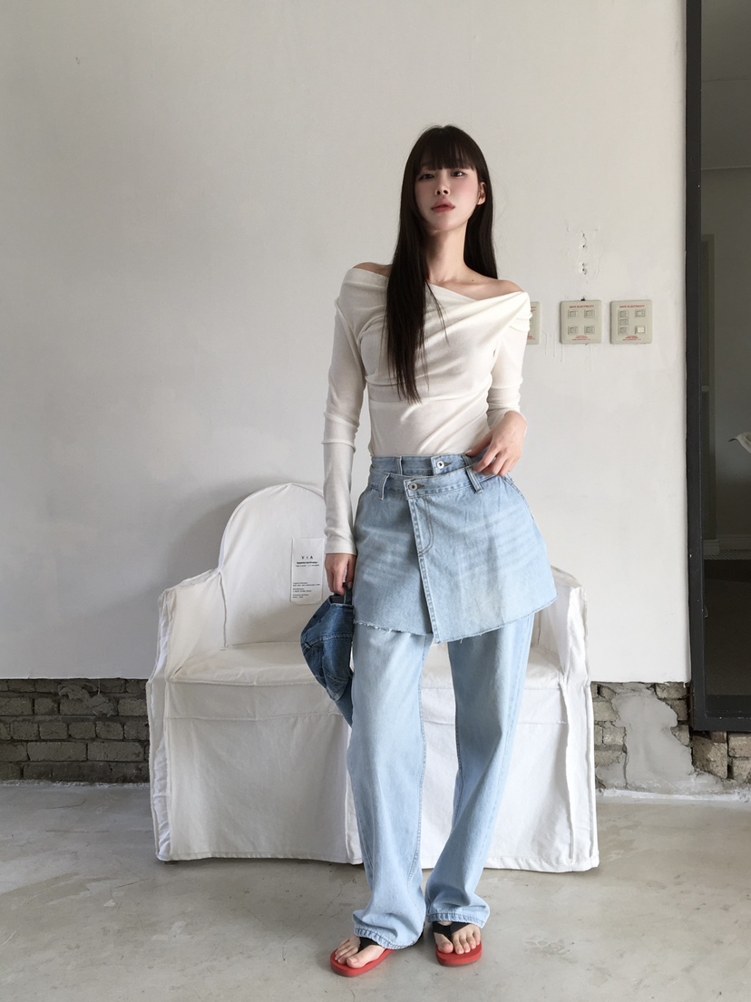 LEGACY韓國東大門直郵女士新品26春夏休閑時尚牛仔褲疊穿LEGACY牛仔褲