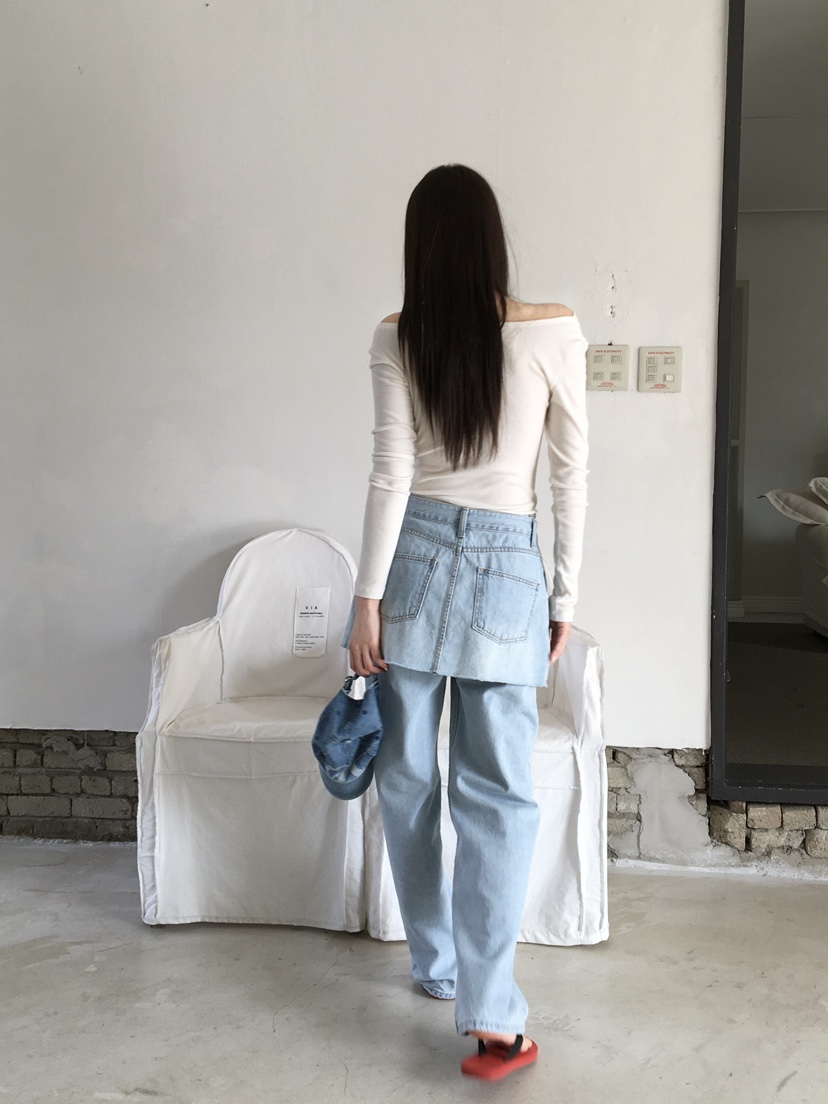 LEGACY韓國東大門直郵女士新品26春夏休閑時尚牛仔褲疊穿LEGACY牛仔褲