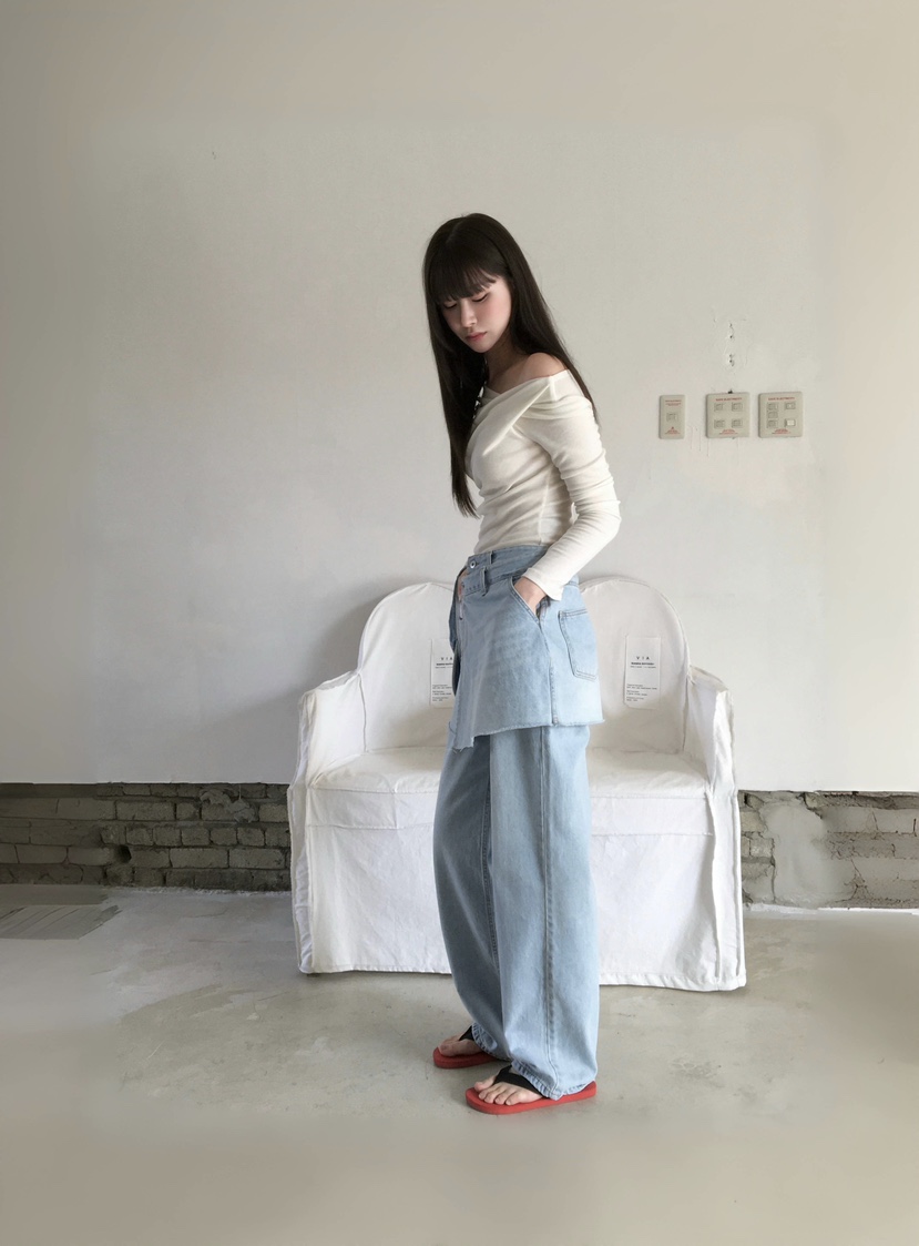 LEGACY韓國東大門直郵女士新品26春夏休閑時尚牛仔褲疊穿LEGACY牛仔褲