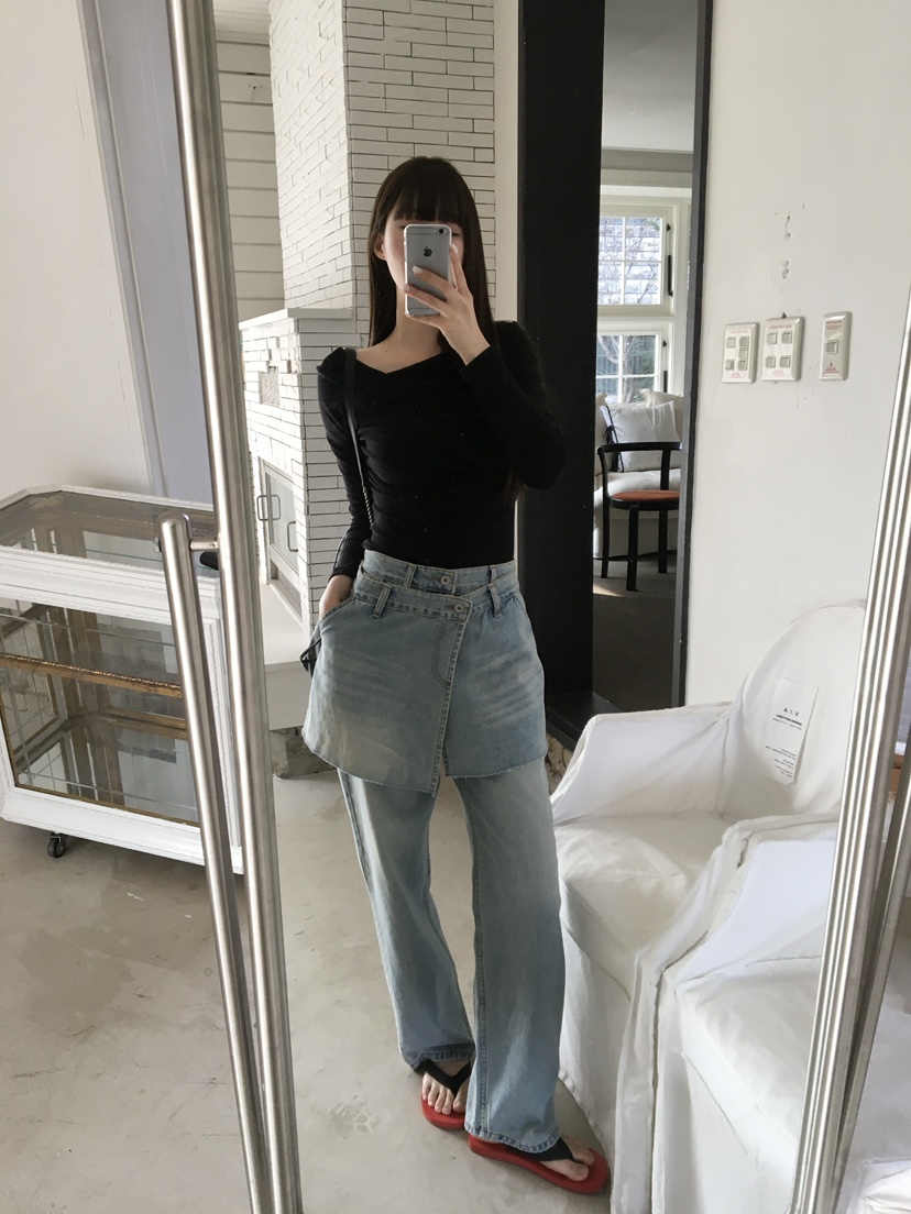 LEGACY韓國東大門直郵女士新品26春夏休閑時尚牛仔褲疊穿LEGACY牛仔褲