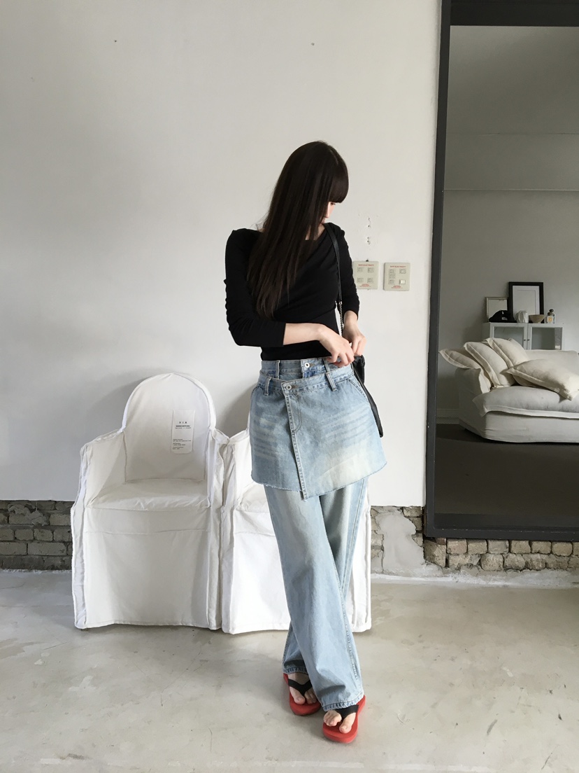 LEGACY韓國東大門直郵女士新品26春夏休閑時尚牛仔褲疊穿LEGACY牛仔褲