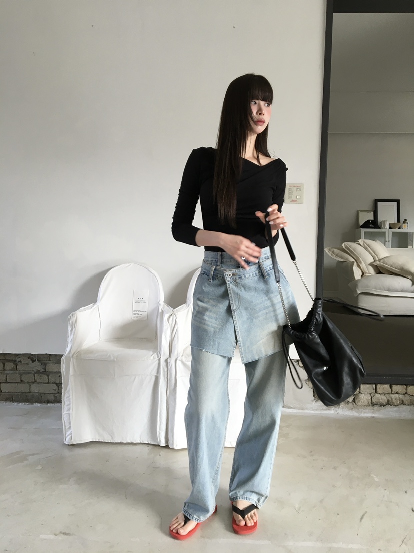 LEGACY韓國東大門直郵女士新品26春夏休閑時尚牛仔褲疊穿LEGACY牛仔褲