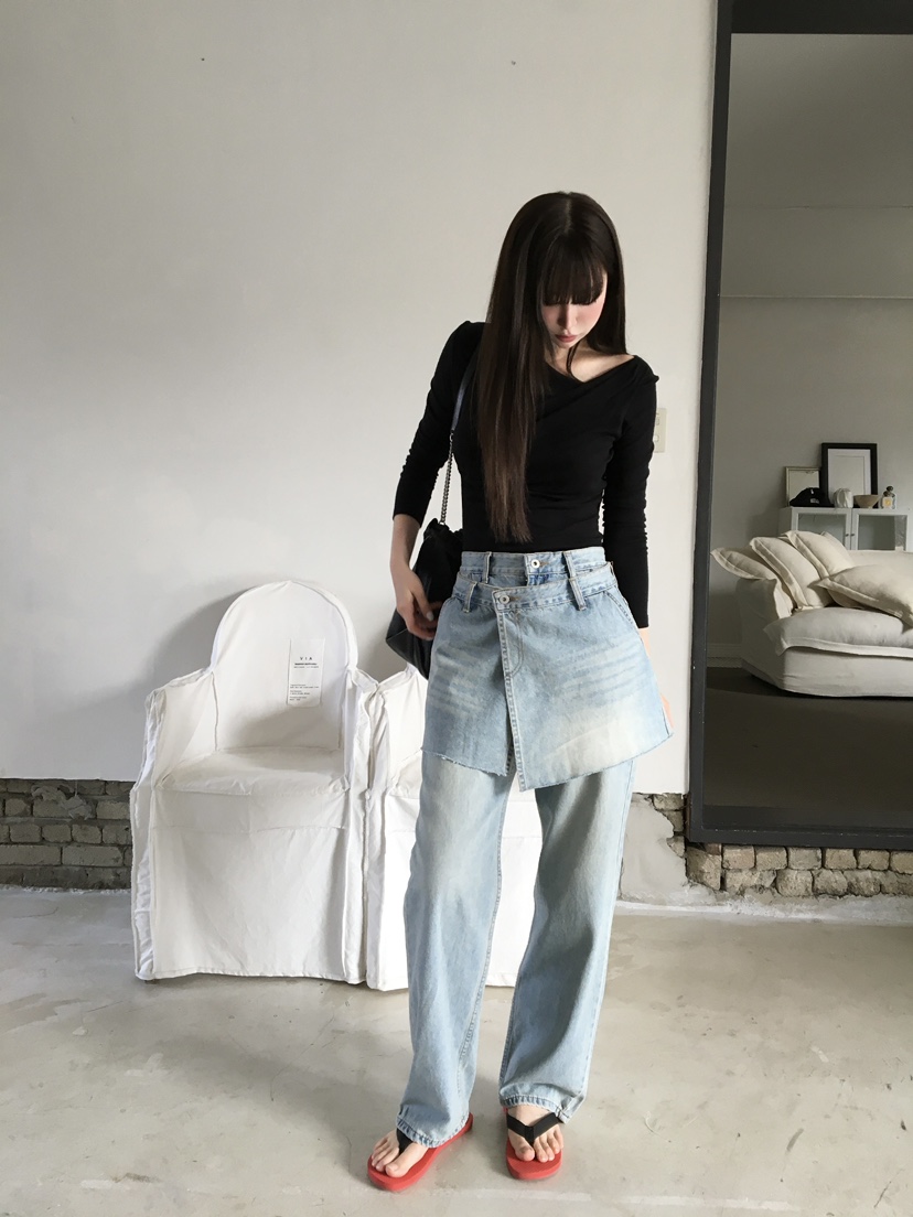 LEGACY韓國東大門直郵女士新品26春夏休閑時尚牛仔褲疊穿LEGACY牛仔褲