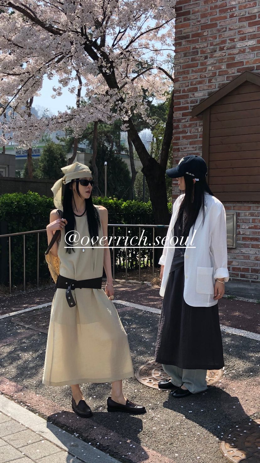 OVER RICH韓國代購女士新款熱賣休閑連衣裙不含絲巾圍巾OVER RICH連衣裙
