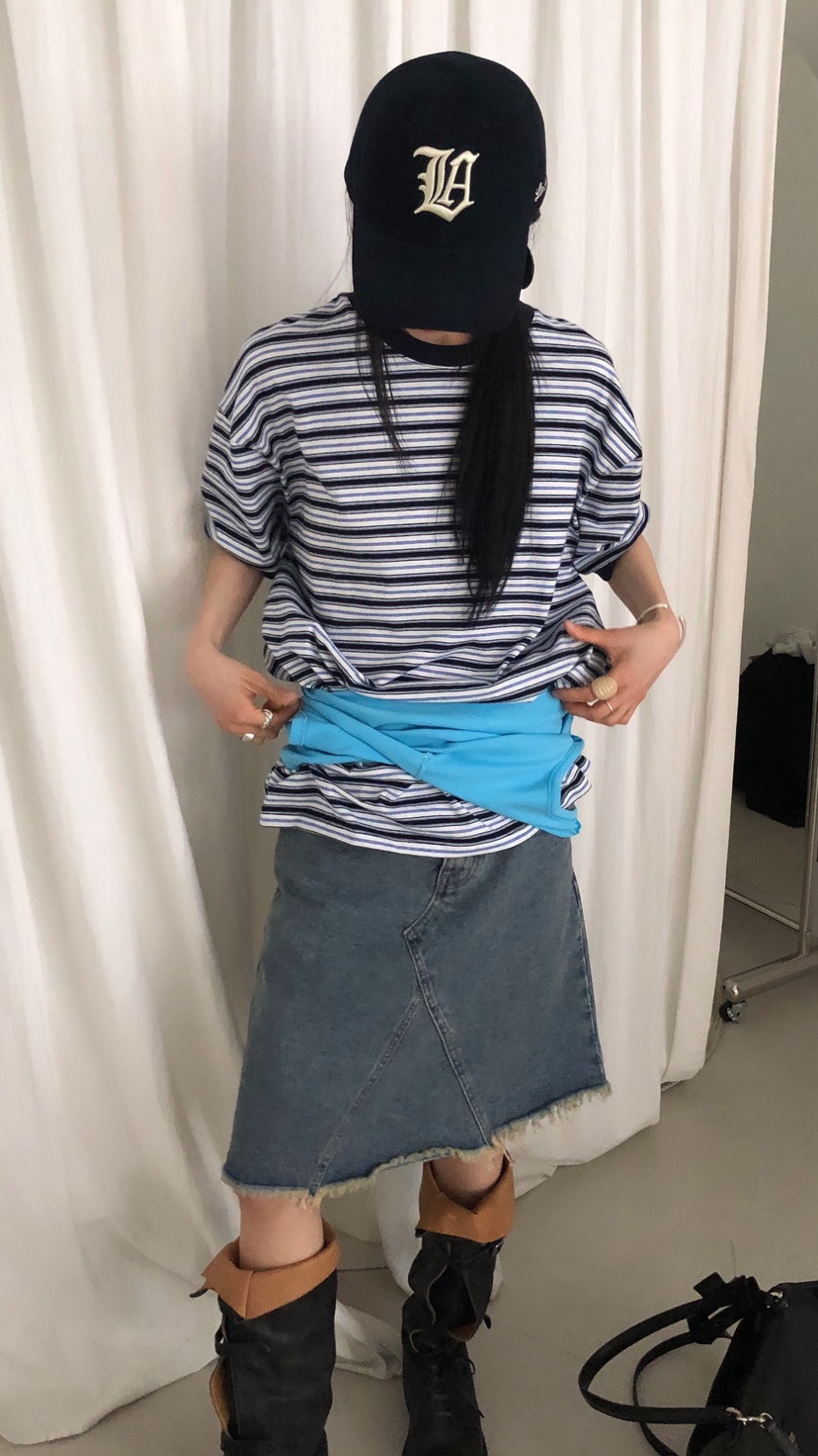 OVER RICH韓國東大門代購女士新品職業推薦26春夏T恤條紋OVER RICHT恤