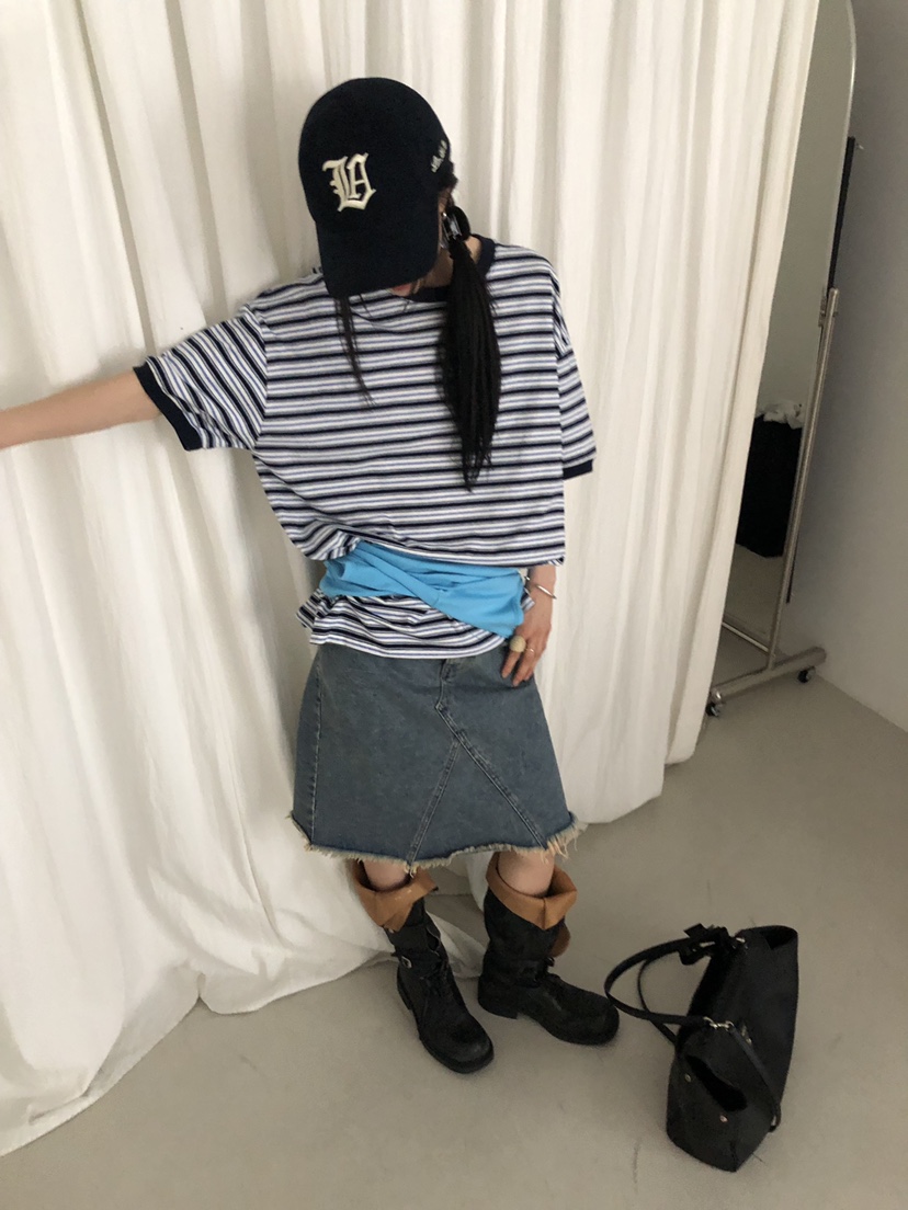 OVER RICH韓國東大門代購女士新品職業推薦26春夏T恤條紋OVER RICHT恤