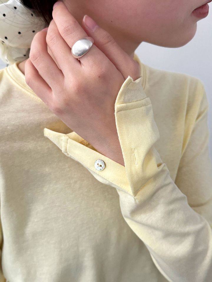 STAY HERE韓國東大門代購女士新品休閑推薦時尚職業T恤紐扣STAY HERET恤