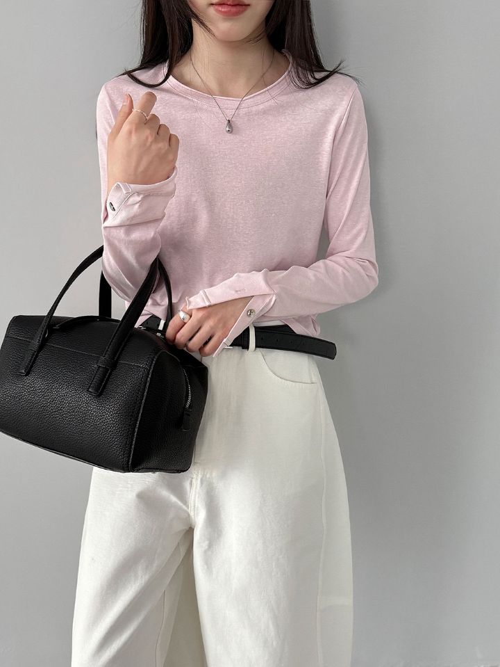 STAY HERE韓國東大門代購女士新品休閑推薦時尚職業T恤紐扣STAY HERET恤