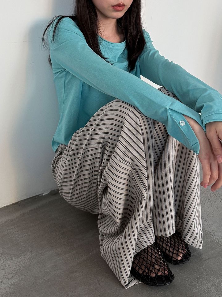 STAY HERE韓國東大門代購女士新品休閑推薦時尚職業T恤紐扣STAY HERET恤