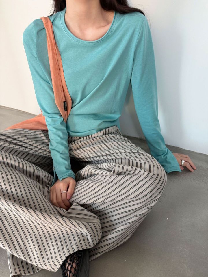 STAY HERE韓國東大門代購女士新品休閑推薦時尚職業T恤紐扣STAY HERET恤圖色3