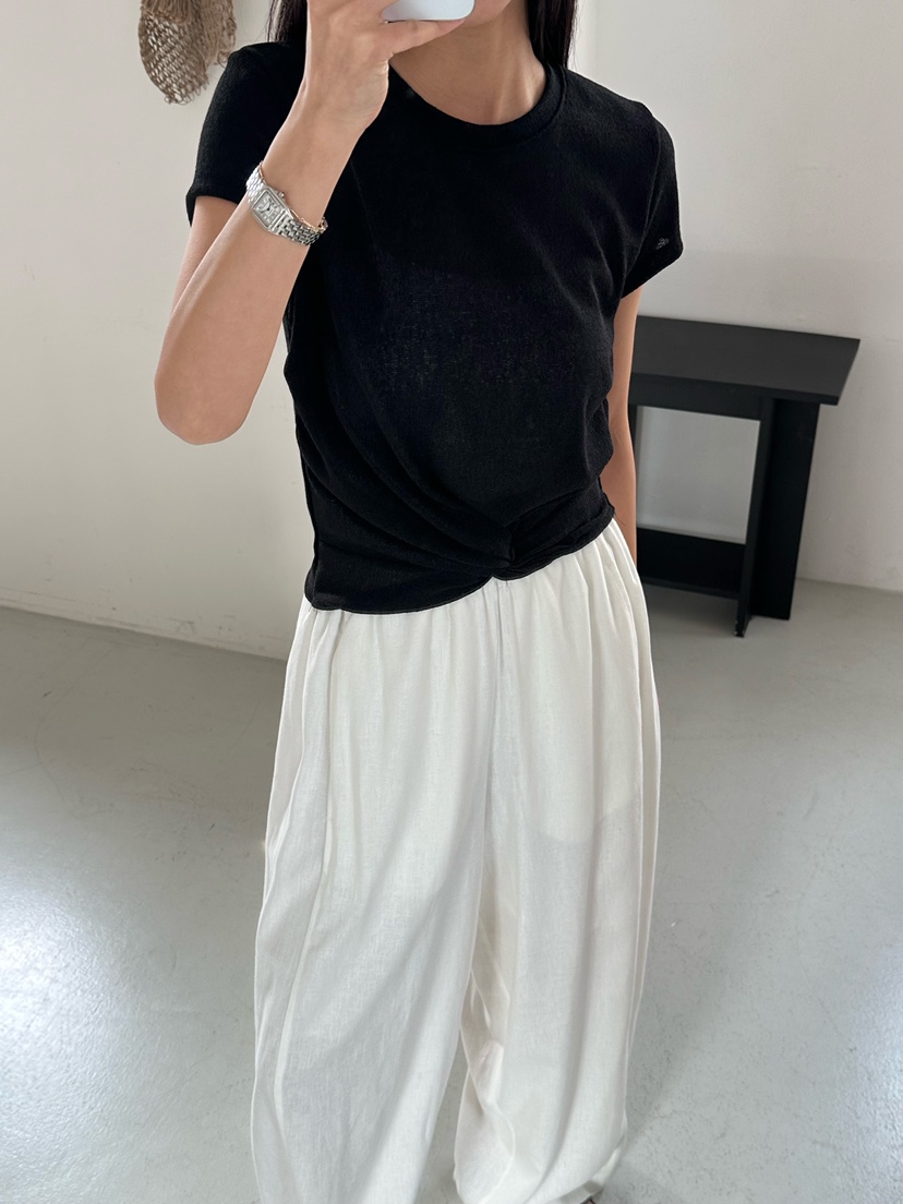 LE VASE韓國東大門代購女裝新款熱賣26春夏人氣休閑職業T恤LE VASET恤圖色4