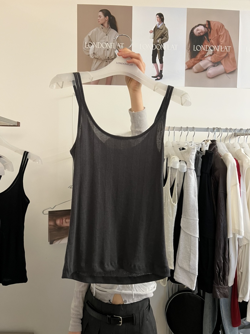 LONDON FLAT韓國直郵實拍女士新款26春夏人氣吊帶背心羅紋LONDON FLAT吊帶/背心圖色3