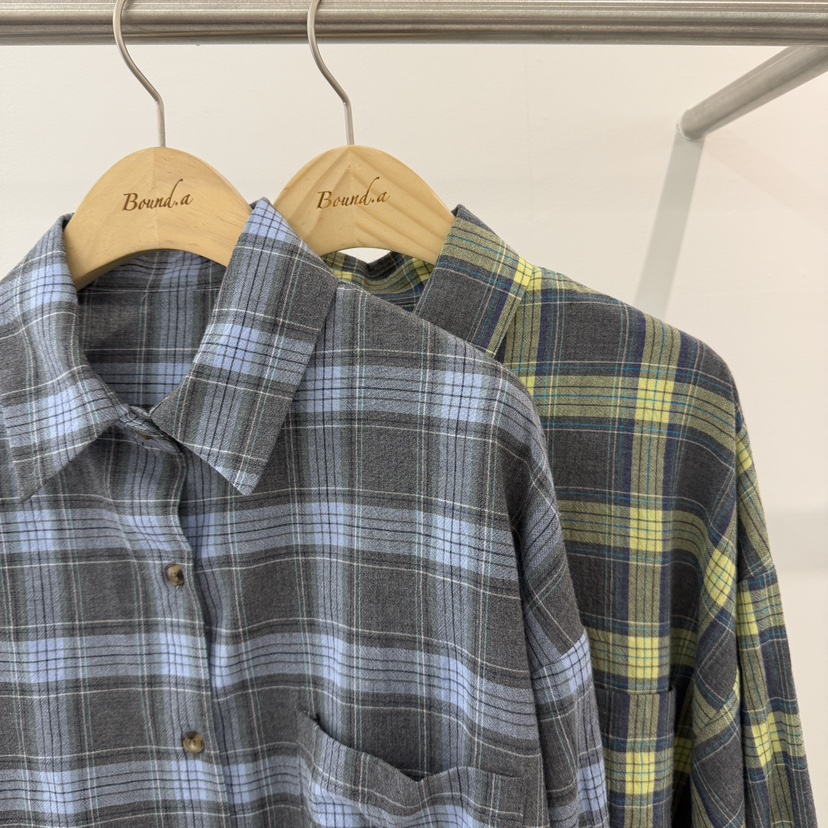 BOUND.A韓國東大門代購女士新品推薦襯衫蕾絲衫格子寬松BOUND.A襯衫/蕾絲衫