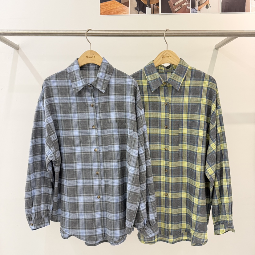 BOUND.A韓國東大門代購女士新品推薦襯衫蕾絲衫格子寬松BOUND.A襯衫/蕾絲衫圖色2左二色