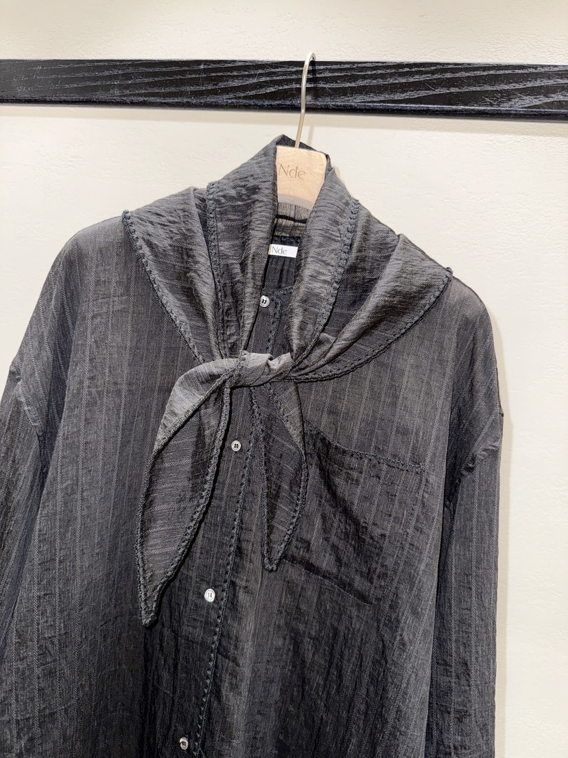 NDE韓國直郵實拍女士新款時尚襯衫蕾絲衫含絲巾刺繡套裝圍巾BOHEME_NDE襯衫/蕾絲衫