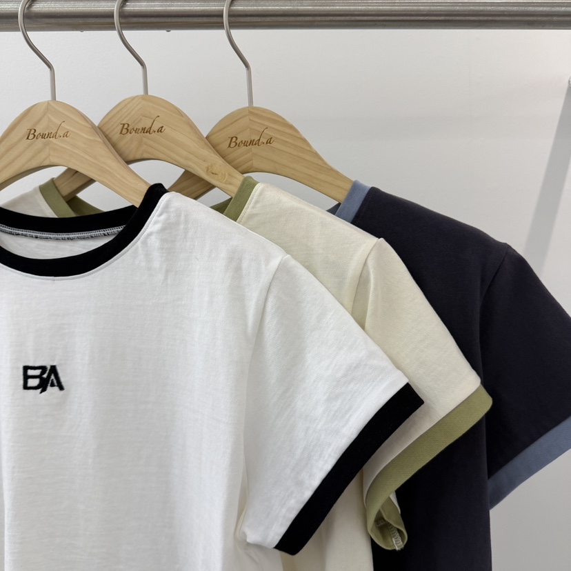 BOUND.A韓國直郵實拍女裝新品26春夏時尚休閑推薦T恤撞色BOUND.AT恤