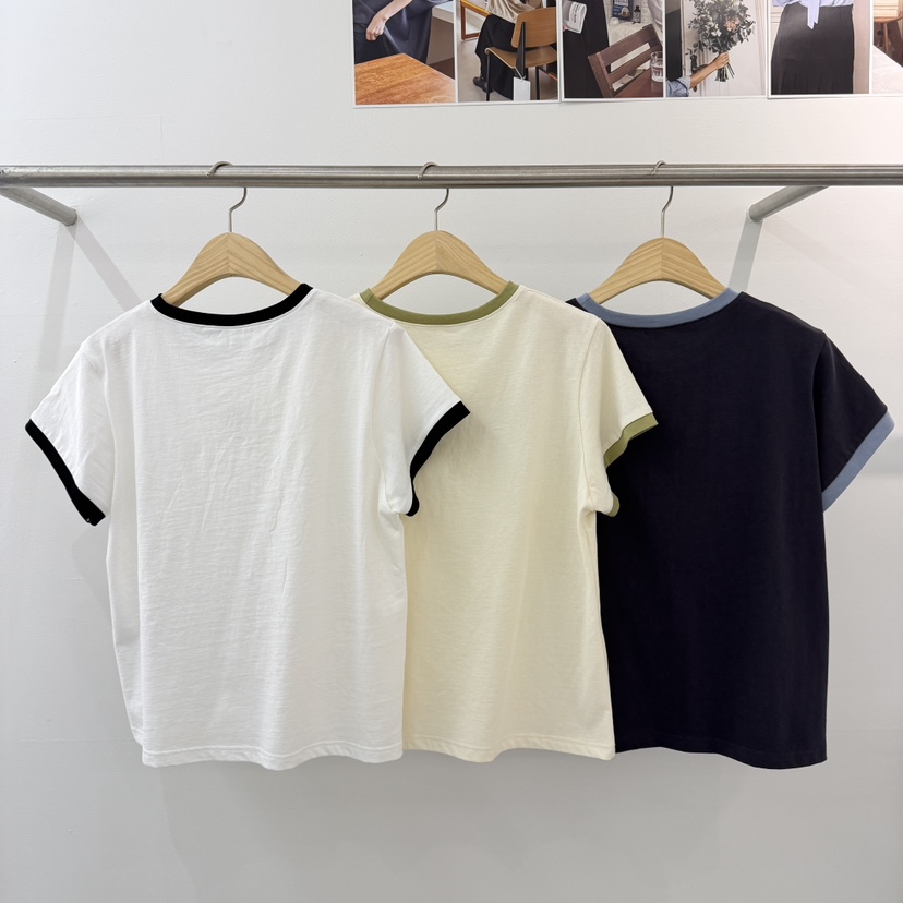 BOUND.A韓國直郵實拍女裝新品26春夏時尚休閑推薦T恤撞色BOUND.AT恤