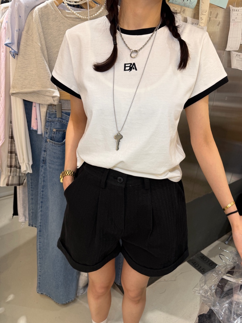 BOUND.A韓國直郵實拍女裝新品26春夏時尚休閑推薦T恤撞色BOUND.AT恤