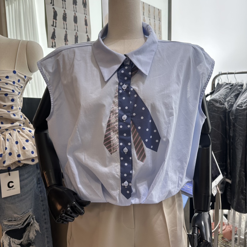 CHEAP-CHIC韓國東大門代購女士新款推薦人氣襯衫蕾絲衫系帶CHEAP-CHIC/CHARLES THE SECOND襯衫/蕾絲衫