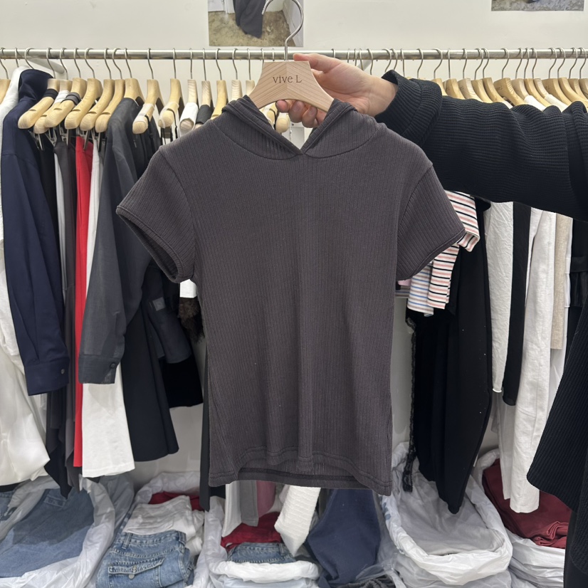 VIVEL韓國東大門代購女裝新款時尚職業26春夏休閑T恤羅紋VIVELT恤圖色2墨色