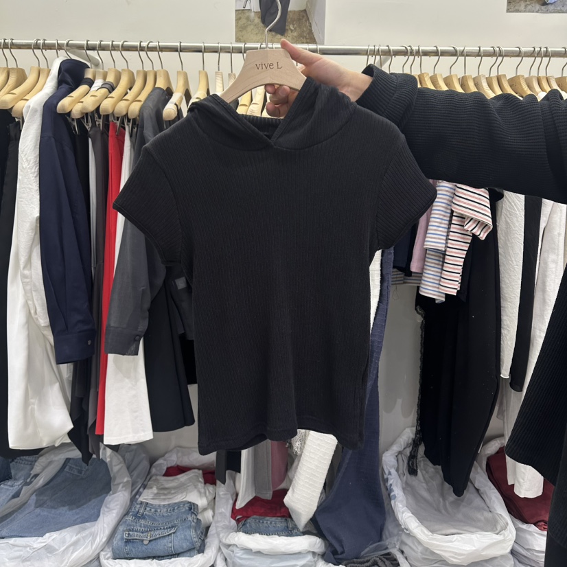 VIVEL韓國東大門代購女裝新款時尚職業26春夏休閑T恤羅紋VIVELT恤圖色3黑色