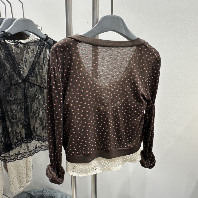 TARABY MOTION韓國東大門直郵女裝新款26春夏長袖T恤不含內搭花朵開衫TARABY MOTION長袖T恤