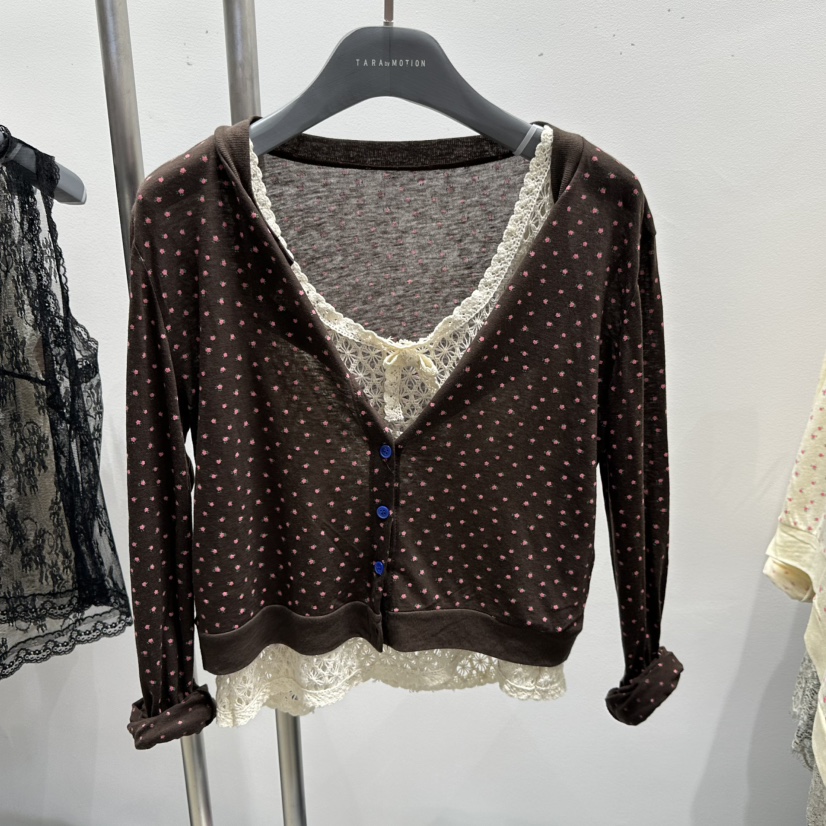 TARABY MOTION韓國東大門直郵女裝新款26春夏長袖T恤不含內搭花朵開衫TARABY MOTION長袖T恤圖色3