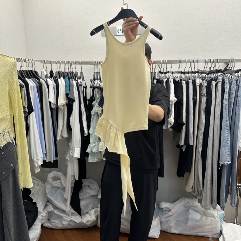 MOANA/ETC韓國東大門代購女士新款熱賣推薦吊帶背心褶皺MOANA/ETC吊帶/背心