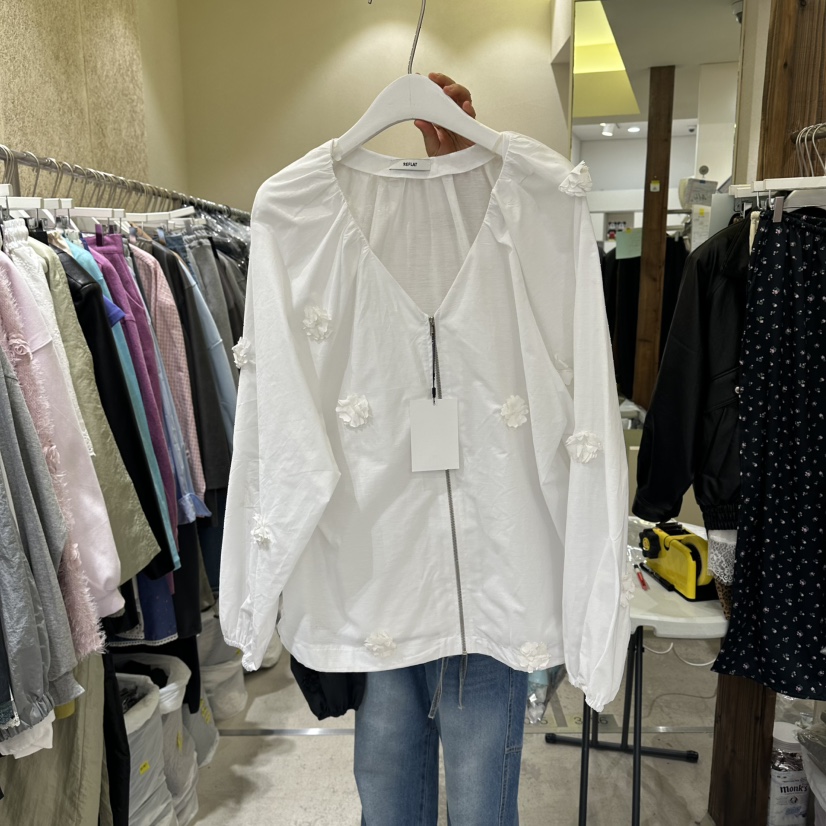 REFLAT韓國直郵實拍女士新品熱賣休閑推薦人氣襯衫蕾絲衫REFLAT襯衫/蕾絲衫圖色2