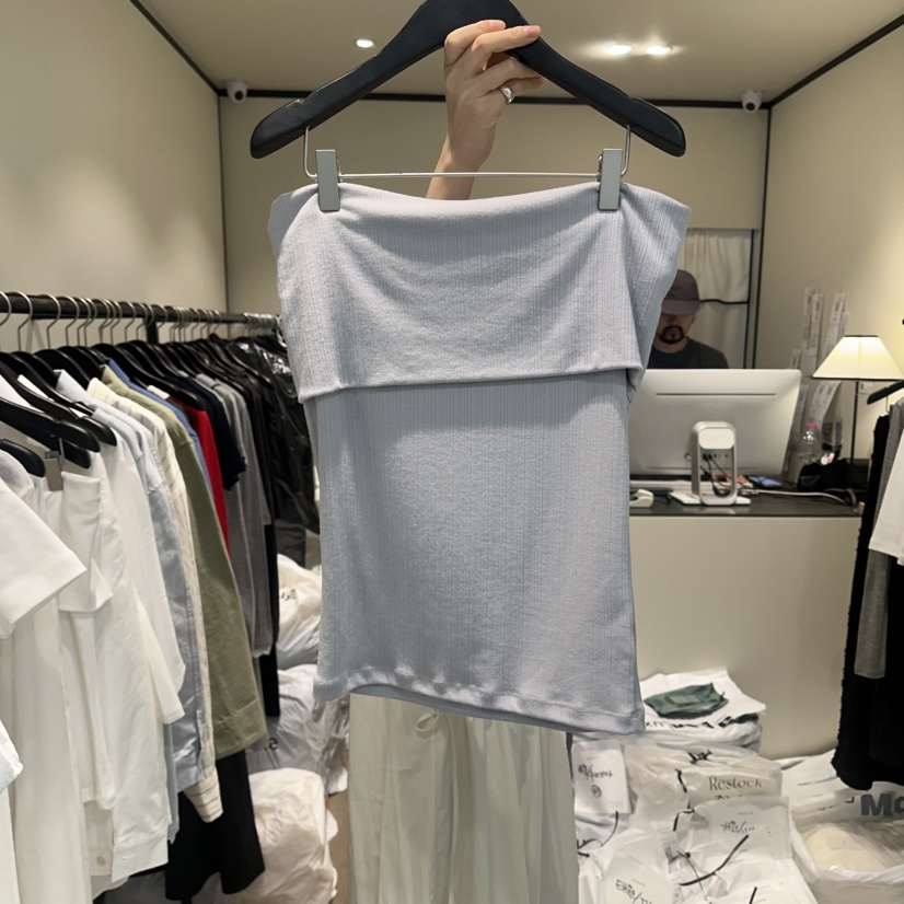 RE STOCK韓國直郵女裝新款熱賣職業26春夏推薦長袖T恤露肩RE STOCK長袖T恤圖色2