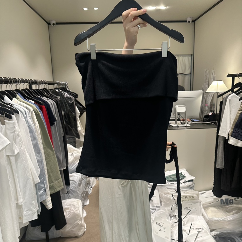 RE STOCK韓國直郵女裝新款熱賣職業26春夏推薦長袖T恤露肩RE STOCK長袖T恤圖色3