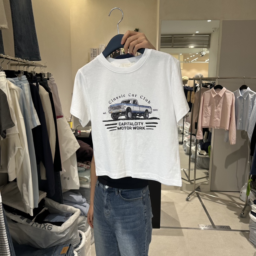 LIVU/MEMO CLASSIC韓國東大門直郵女裝新款26春夏T恤復古LIVU/MEMO CLASSICT恤圖色1