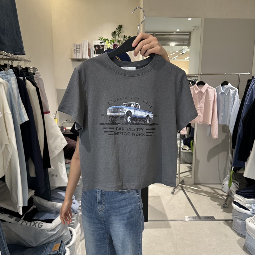 LIVU/MEMO CLASSIC韓國東大門直郵女裝新款26春夏T恤復古LIVU/MEMO CLASSICT恤圖色2