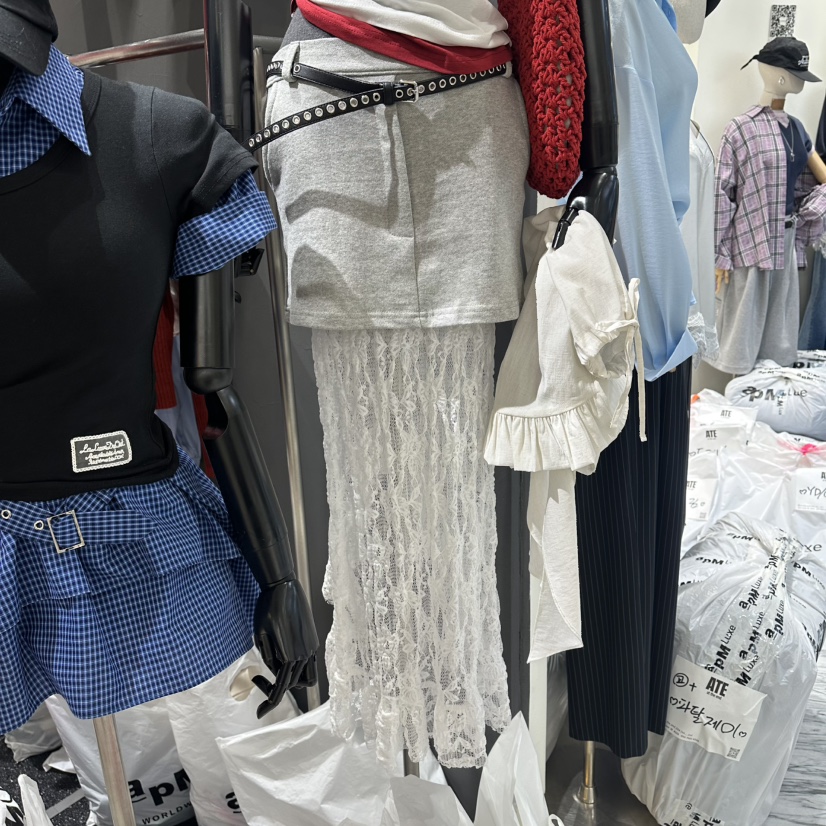 RARE CLOSET韓國直郵實拍女士新品休閑長裙不含腰帶蕾絲RARE CLOSET長裙圖色1