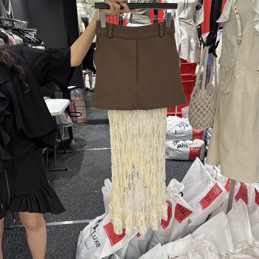 RARE CLOSET韓國直郵實拍女士新品休閑長裙不含腰帶蕾絲RARE CLOSET長裙圖色2