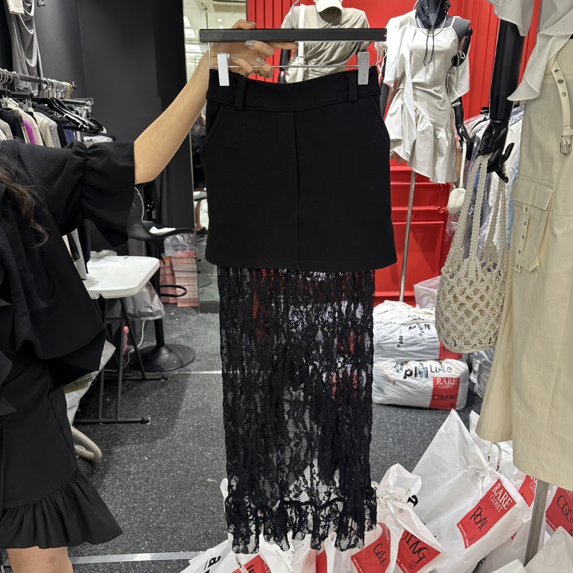 RARE CLOSET韓國直郵實拍女士新品休閑長裙不含腰帶蕾絲RARE CLOSET長裙圖色3