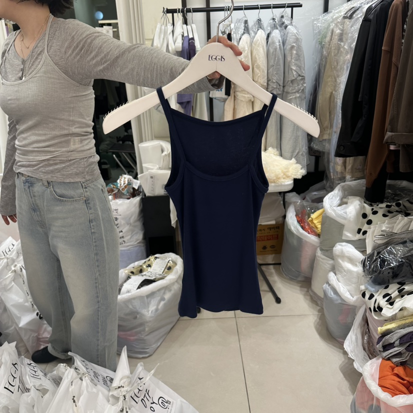 EGG IS韓國東大門直郵女士新款時尚推薦職業人氣吊帶背心EGG IS吊帶/背心圖色4深藍色