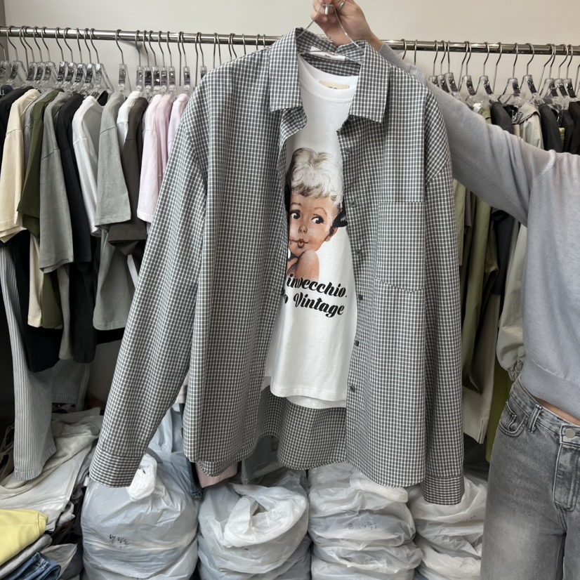 LEESEED-A韓國東大門代購女士新款時尚襯衫蕾絲衫不含內搭格子SEeD/LEESEED襯衫/蕾絲衫圖色1