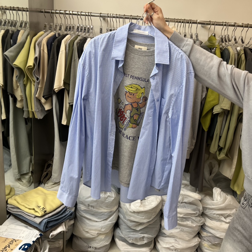 LEESEED-A韓國東大門代購女士新款時尚襯衫蕾絲衫不含內搭格子SEeD/LEESEED襯衫/蕾絲衫圖色2