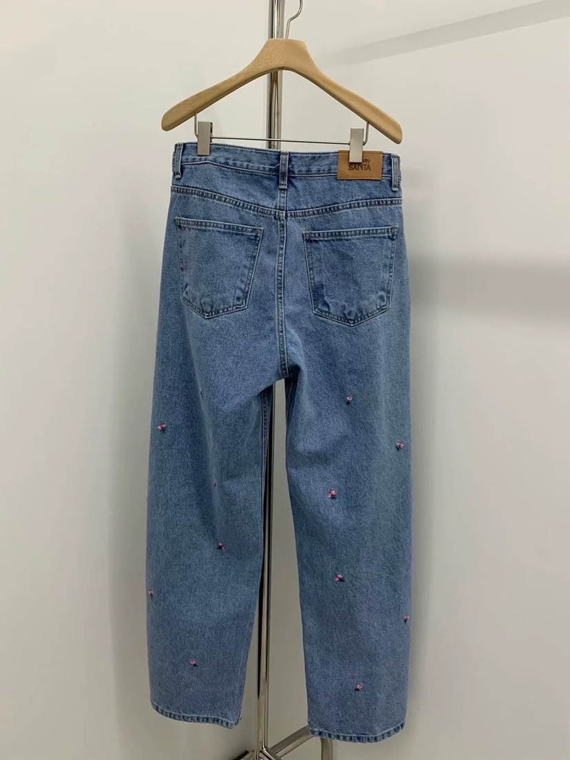LOVE MY SANTA韓國直郵實拍女裝新款推薦職業牛仔褲花朵Santa/LOVE MY SANTA牛仔褲