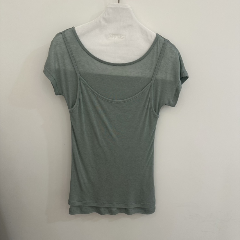 OVERTAKE韓國東大門代購女裝新款人氣推薦26春夏T恤假兩件雙層OVERTAKET恤圖色3