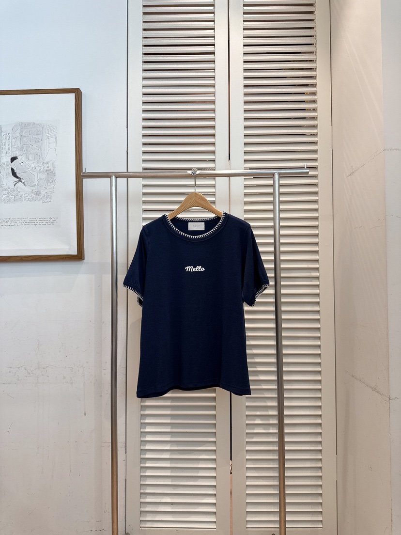 FAVE-L韓國直郵實拍女士新款熱賣時尚26春夏職業推薦T恤FAVE-LT恤圖色4深藍