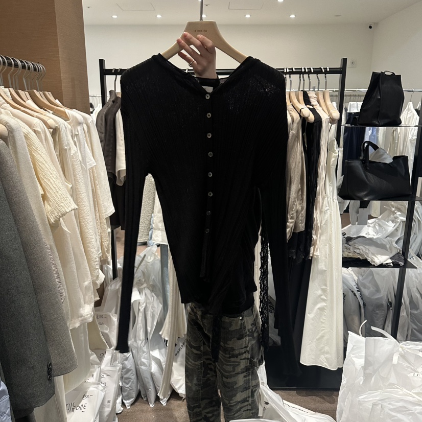 LE BUTTER韓國直郵女裝新品休閑26春夏職業推薦長袖T恤褶裥LE BUTTER長袖T恤圖色2