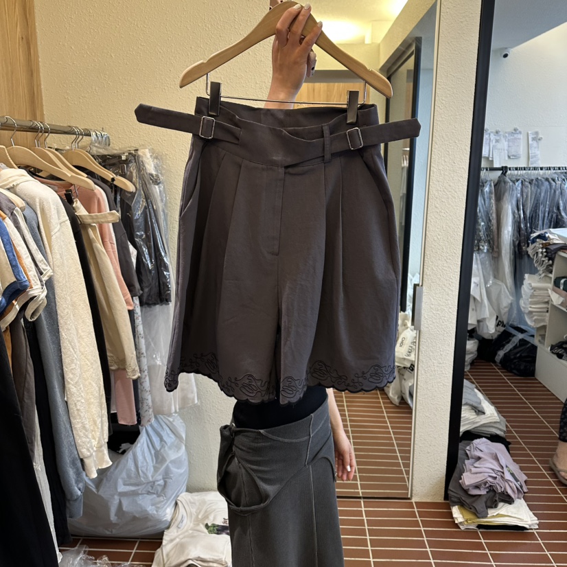 CHOI-L韓國直郵實拍女裝新品人氣推薦職業熱賣休閑短褲刺繡CHOI短褲圖色2