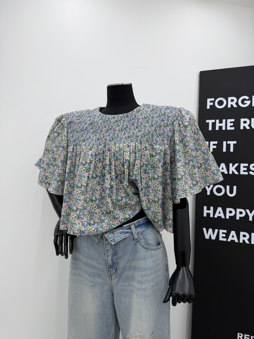 RED-A韓國代購女士新品休閑人氣職業26春夏襯衫蕾絲衫花朵RED-A襯衫/蕾絲衫