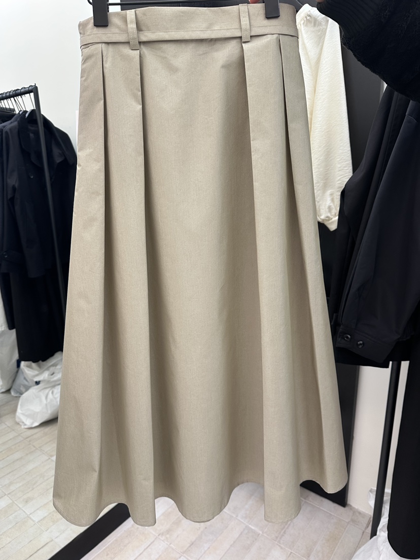 MOANI韓國直郵實拍女裝新款休閑推薦長裙含腰繩百褶棉質褶裙MOANI長裙