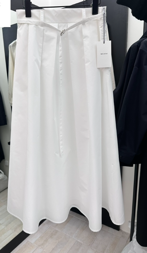 MOANI韓國直郵實拍女裝新款休閑推薦長裙含腰繩百褶棉質褶裙MOANI長裙圖色3