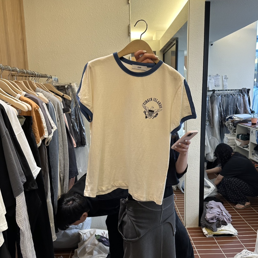 CHOI-L韓國東大門代購女士新款推薦26春夏時尚熱賣T恤撞色CHOIT恤圖色1