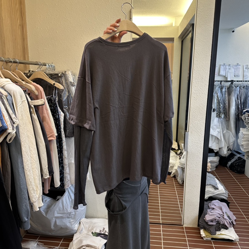 CHOI-L韓國直郵女士新款推薦休閑26春夏熱賣長袖T恤假兩件CHOI長袖T恤